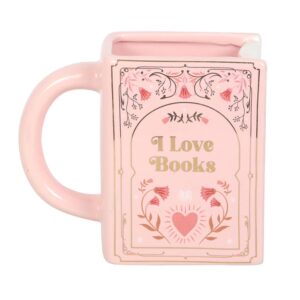 I Love Books Pink Book Shaped Mug – Book Lover Gift