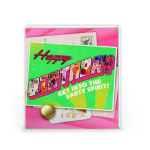Happy Birthday Card – Get Into the Party Spirit Retro Design