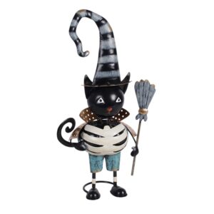 Metal Black Cat Ornament with Witch Hat – Halloween Decoration