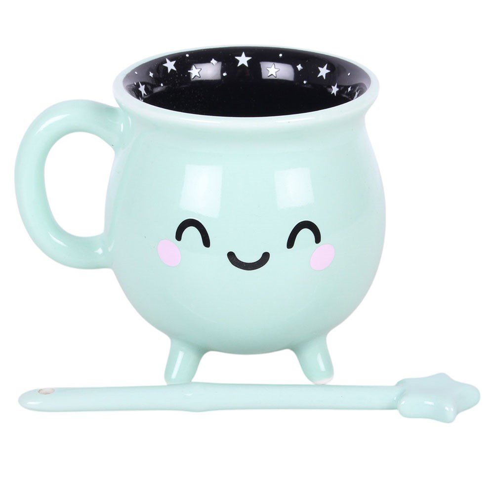Mint Green Cauldron Mug with Wand Stirrer - Image 3