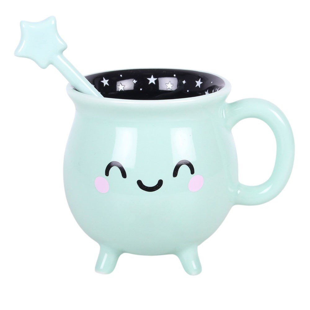 Mint Green Cauldron Mug with Wand Stirrer - Image 4