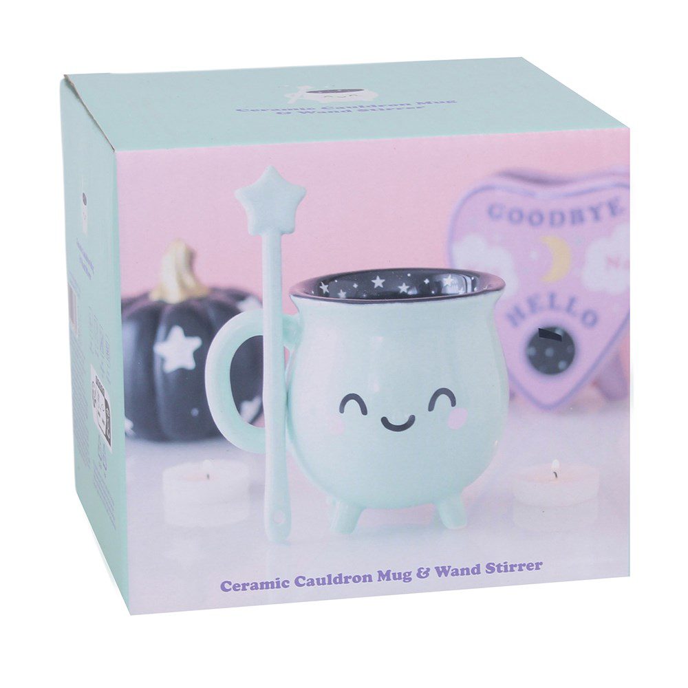 Mint Green Cauldron Mug with Wand Stirrer - Image 5